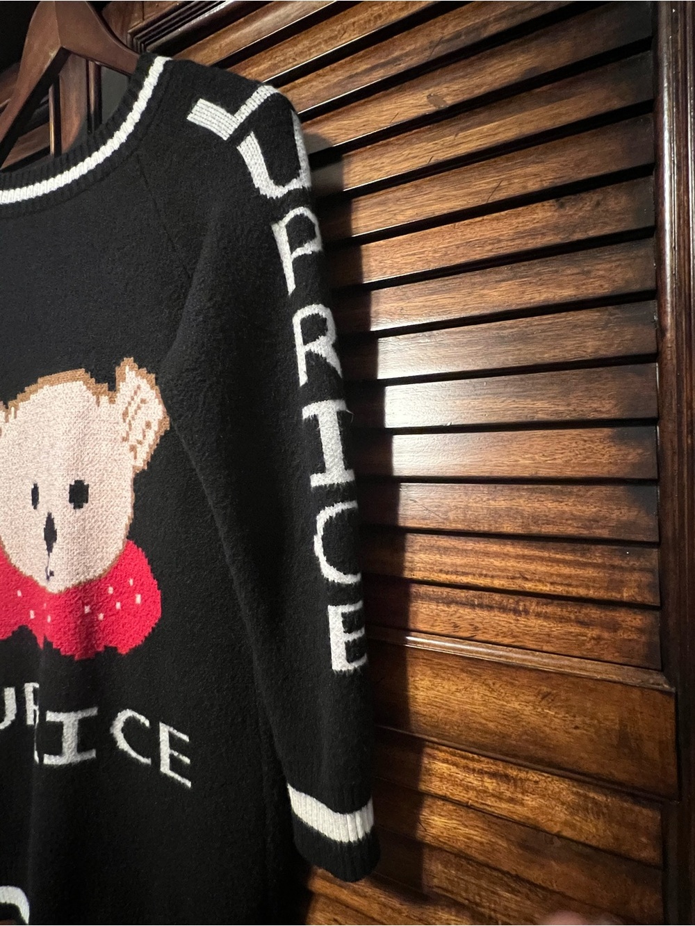 Luprice Teddy Bear Varsity Knit Cardigan Black White Button Front No Tags Small - Picture 5 of 13
